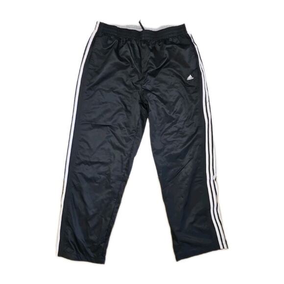 Adidas Track Pants  Warm-Up Black White Stripes Straight Leg Pockets 2XL - Picture 1 of 4